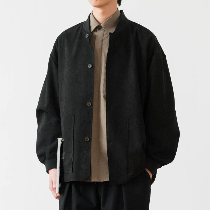 Herren Lockeres Overshirt aus Veloursleder-Imitat mit Knopfleiste und großen Fronttaschen Chichicherry