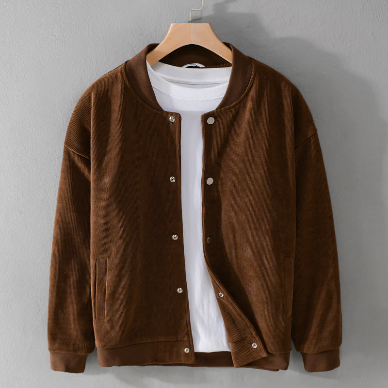Men's cord college jacket with snap button placket and ribbed cuffs Chichicherry