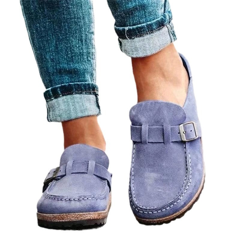 Women's Slipper-Mule made of suede with cork flatform and decorative buckle Chichicherry