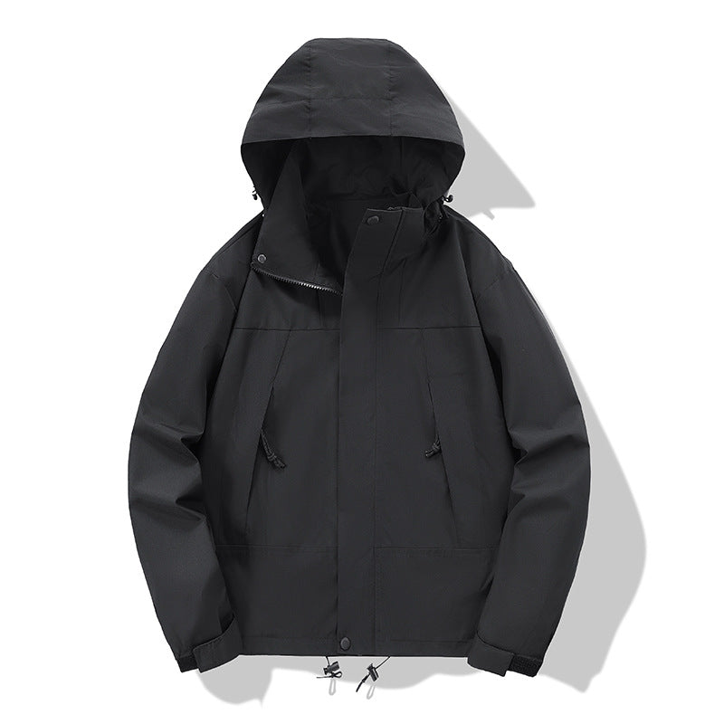 Men's water-repellent softshell jacket with hood, adjustable hem, and multifunction pockets Chichicherry
