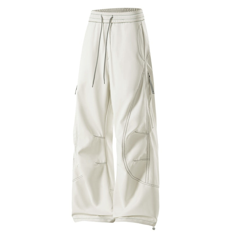 Men's Baggy Cargo Pants with Elastic Waistband, Multifunctional Pockets, and Adjustable Hem Chichicherry