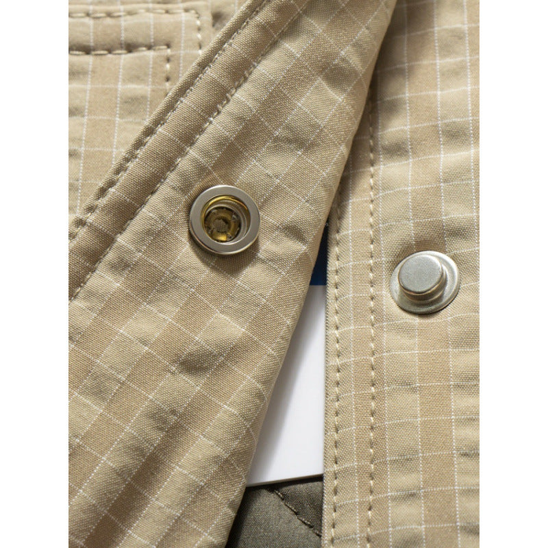 Herren Steppjacke ohne Kragen mit Druckknopfverschluss und seitlichen Eingrifftaschen Chichicherry