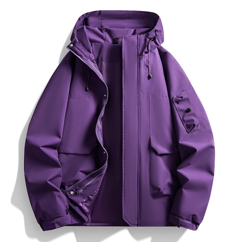 Men's Waterproof Hooded Jacket in Utility Style with Welded Seams and Concealed Zipper Chichicherry