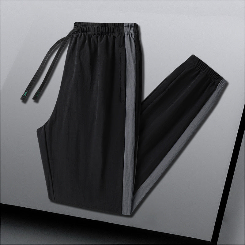 Men's Lightweight Breathable Training Pants with Side Contrast Stripe Chichicherry