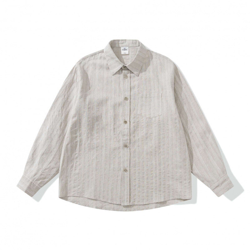 Unisex Lockeres Oversize Shirt made of linen blend with fine waffle texture and breast pocket Chichicherry