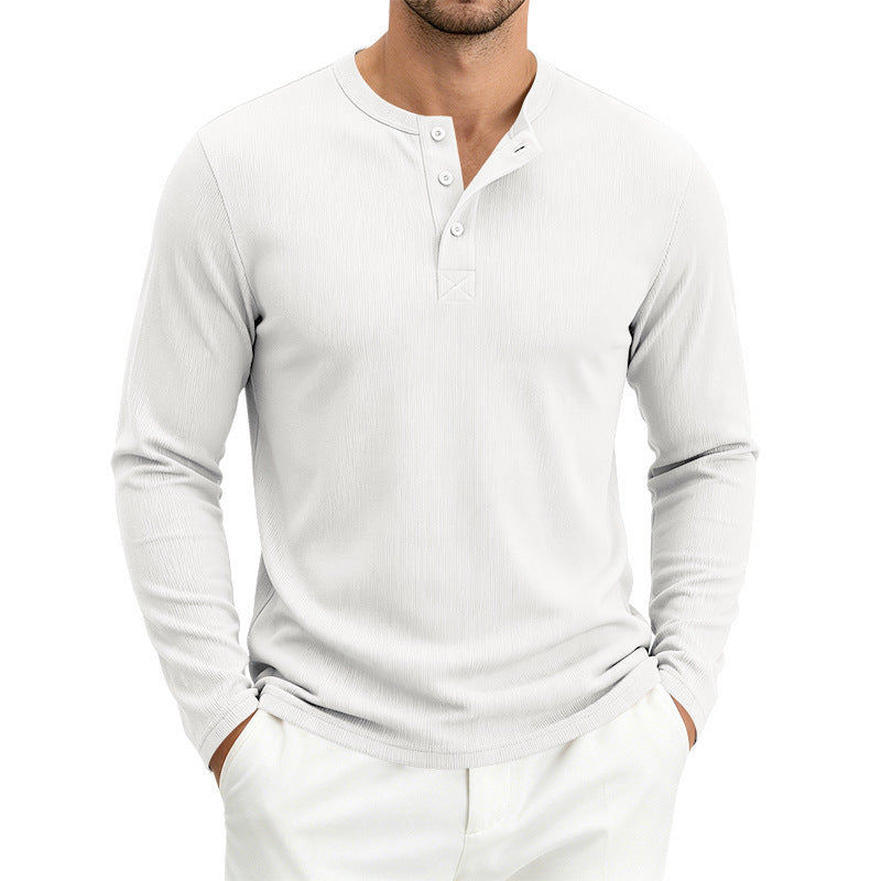 Men's Long Sleeve Waffle Knit Henley Shirt with Button Placket, Thermoregulating and Slim Fit Chichicherry