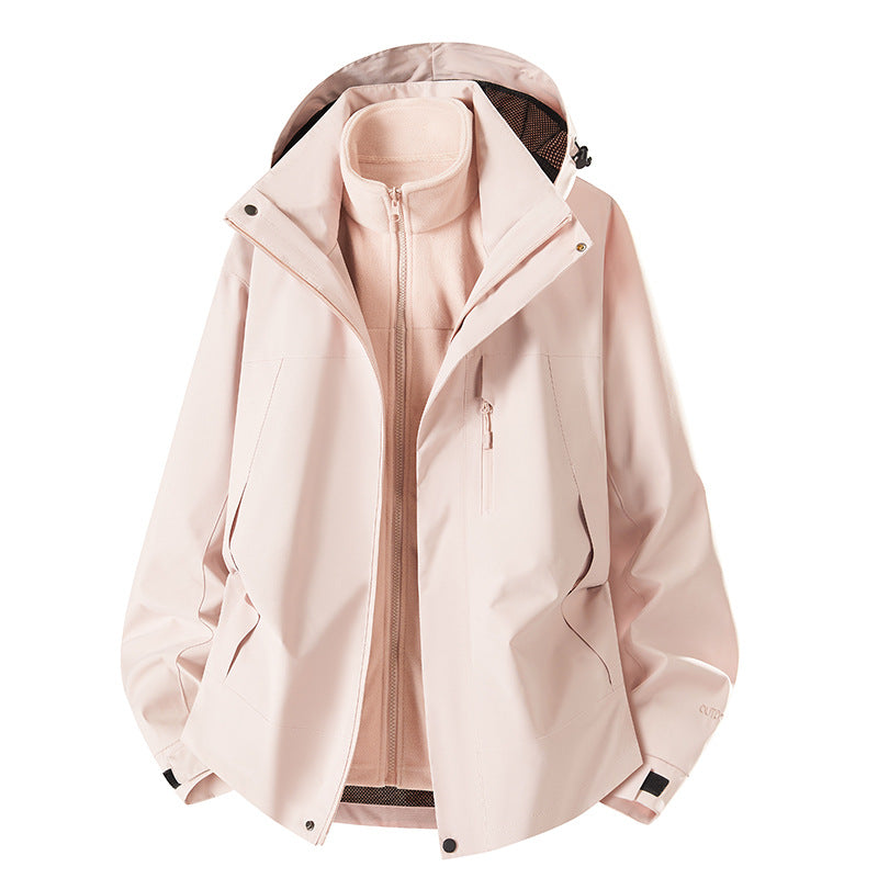 Men's two-piece softshell jacket with removable fleece inner jacket, adjustable hood, and water-repellent membrane Chichicherry