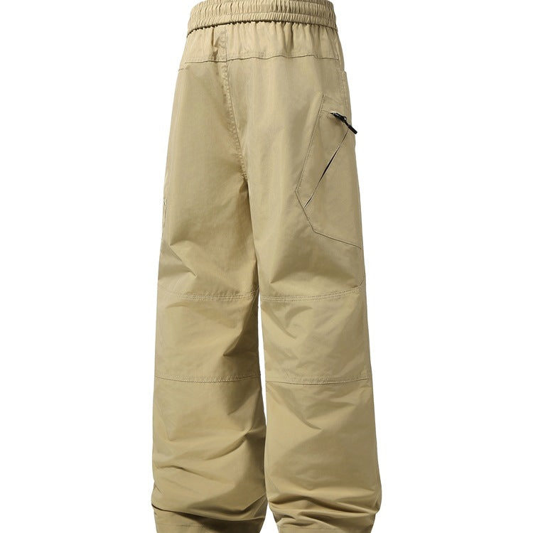 Men's loose technical cargo pants with elastic waistband and diagonal zip pocket Chichicherry
