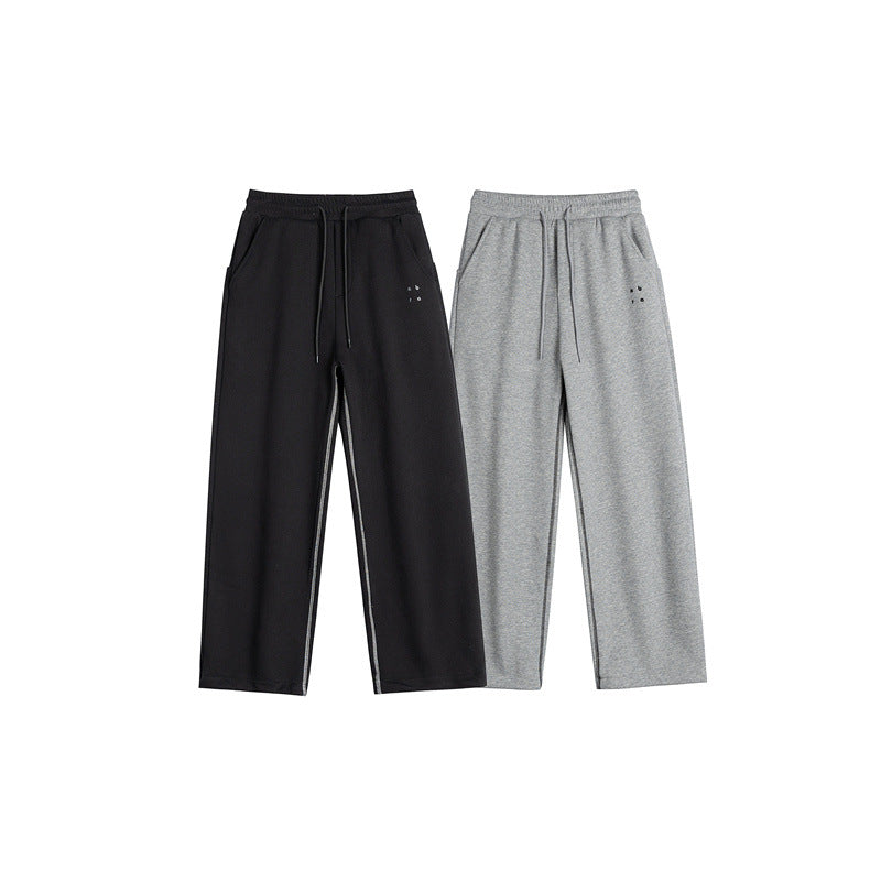 Ladies sweatpants with wide leg, elastic waistband and drawstring