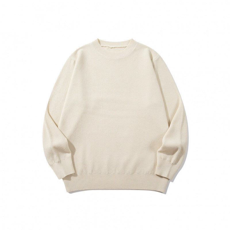 Unisex Boxy fine knit pullover with waffle structure and ribbed hem Chichicherry