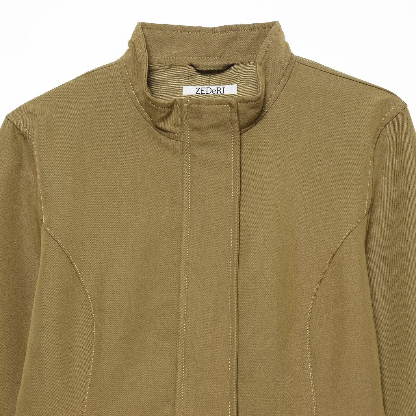 Women's tailored cropped jacket with stand-up collar and princess seams Chichicherry