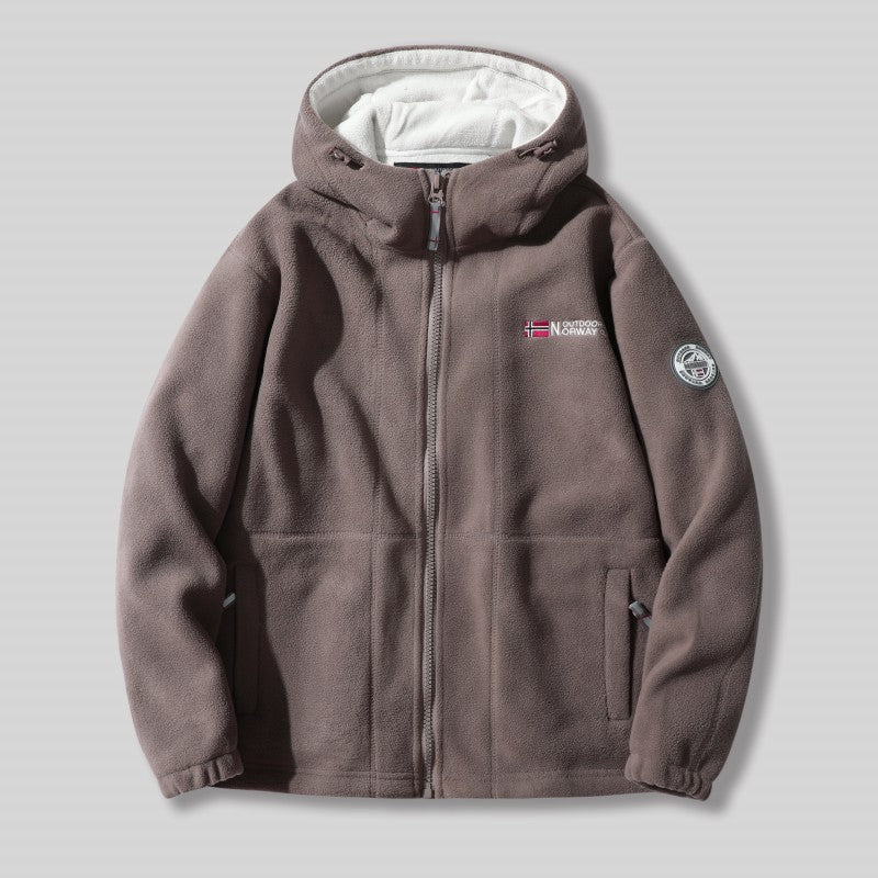 Men's fleece hooded jacket with teddy lining, full zip and utility pockets Chichicherry