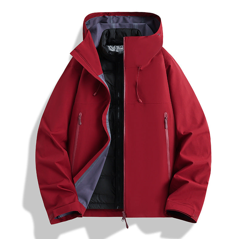 Men's Waterproof Softshell Outdoor Jacket with Adjustable Hood and Breathable Membrane Chichicherry