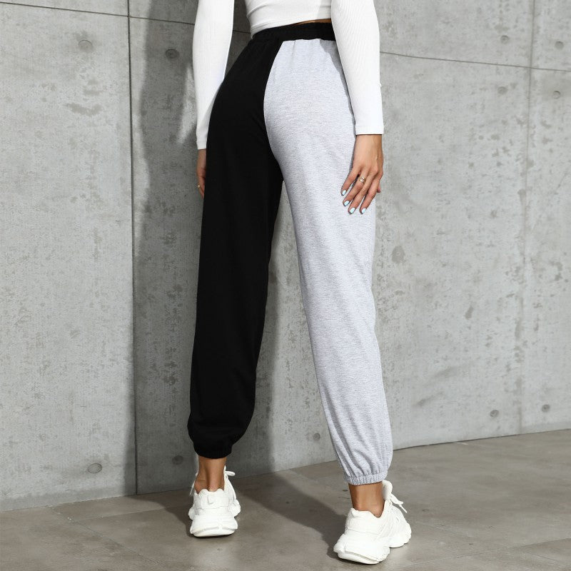 Women's Two-Tone Jogging Pants in Colorblock Design with Drawstring and Elastic Cuffs Chichicherry