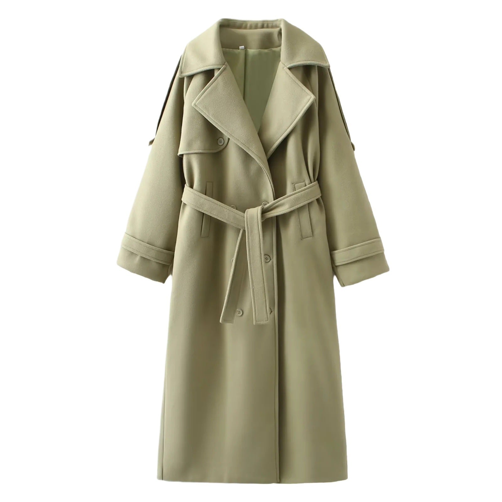 Women's extravagant oversized coat in maxi length made of wool blend with accentuated shoulder yoke and wide lapels Chichicherry