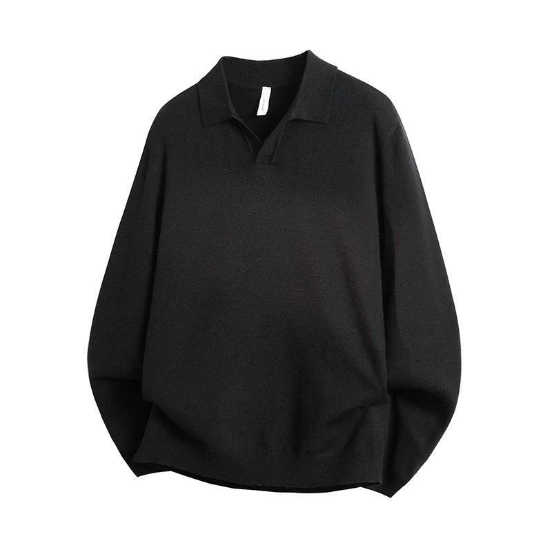 Unisex Oversized Polokragen-Feinstrickpullover mit weitem Schnitt Chichicherry