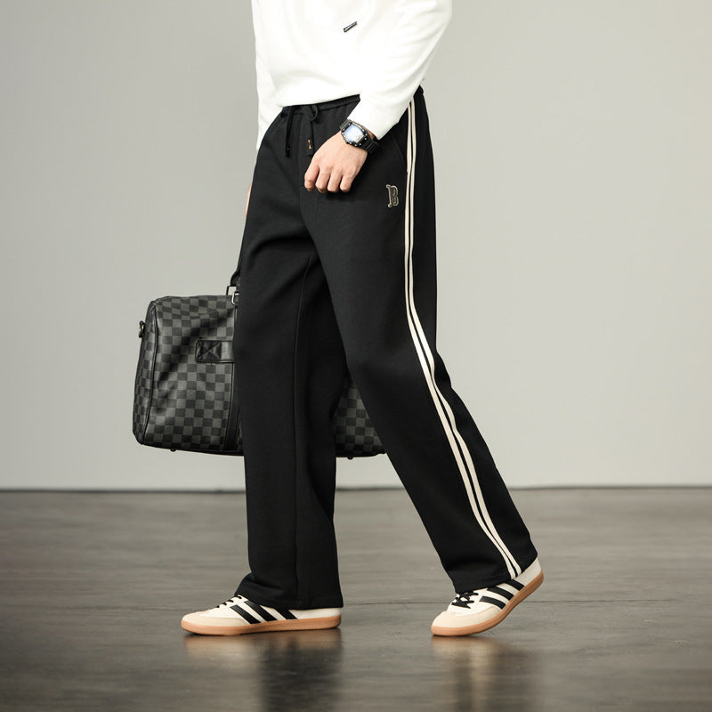 Men's Casual Jogging Pants with Wide Leg, Drawstring and Side Pockets Chichicherry