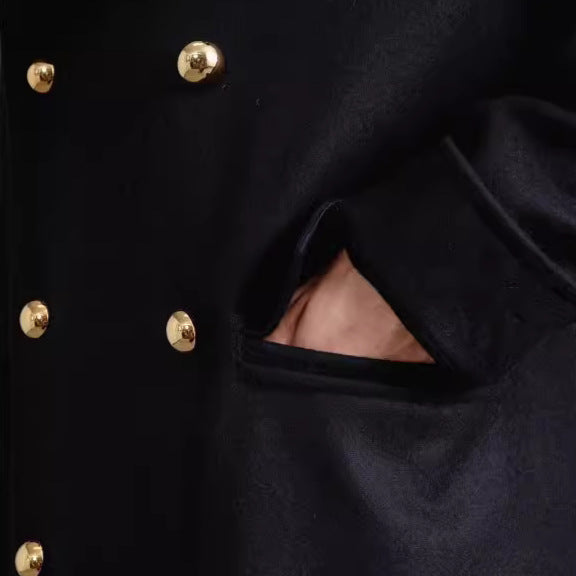Men's Elegant Double-Breasted Wool Coat with Wide Lapels Chichicherry