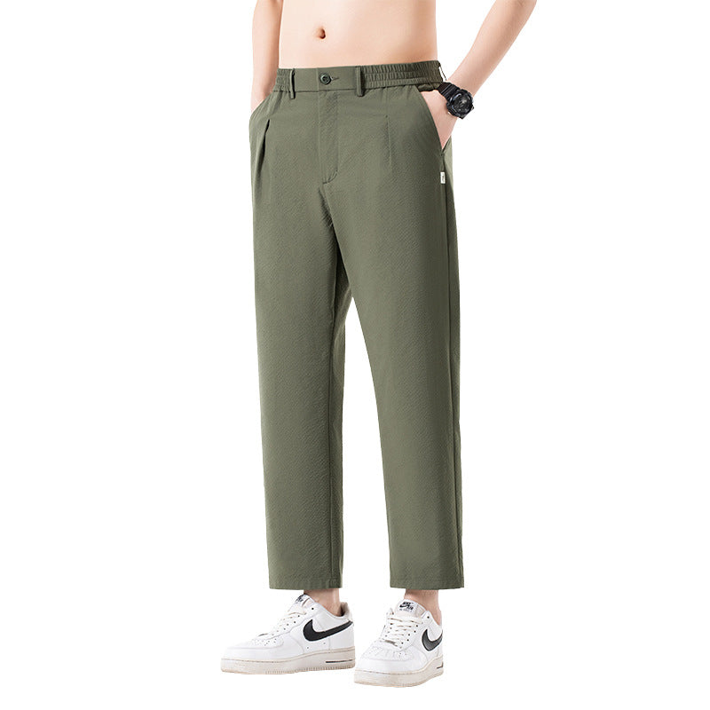 Men's cropped trousers with wide leg, semi-elastic waistband and crease Chichicherry
