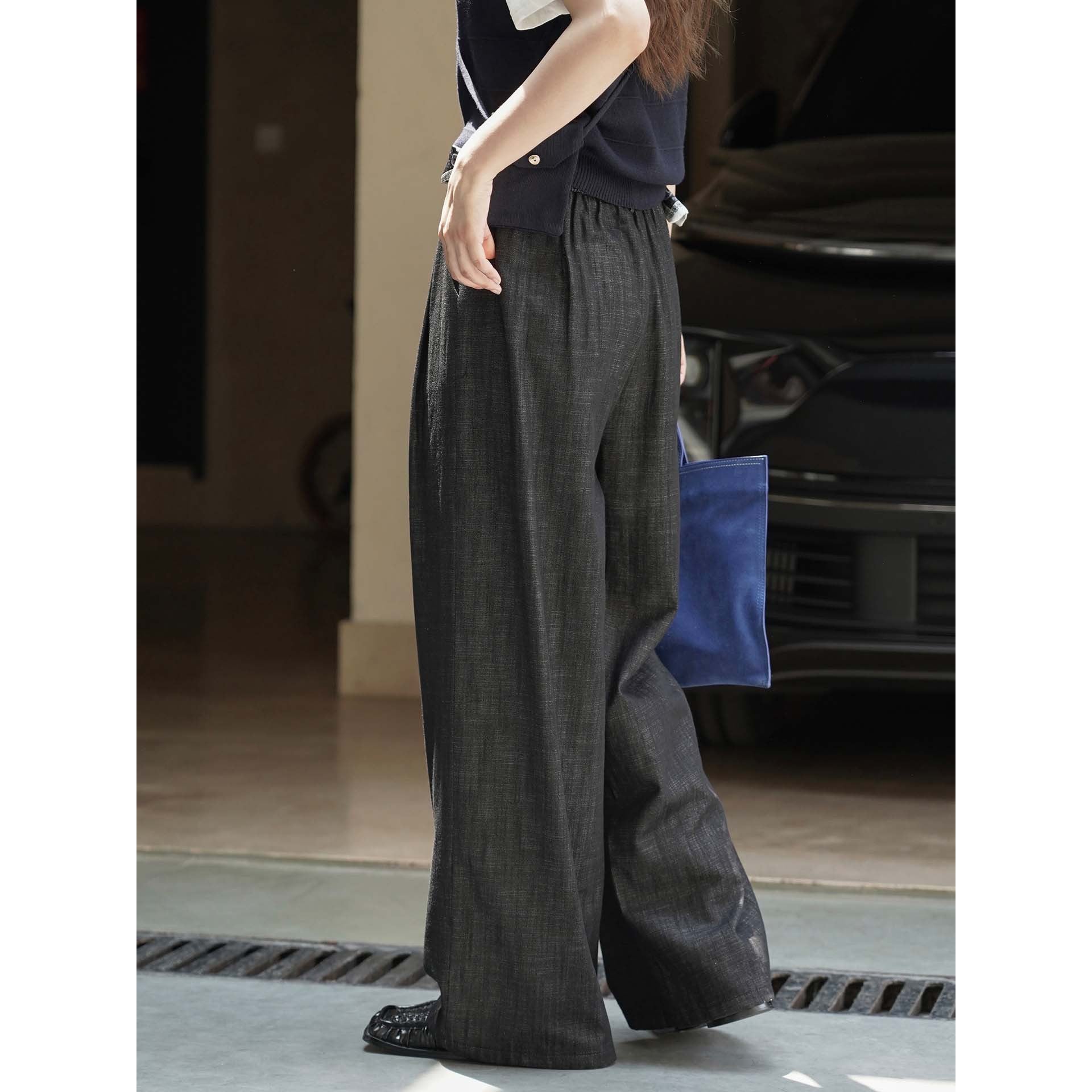 Women Wide Relaxed Palazzo with Pleats and Bandana Tie Belt Chichicherry