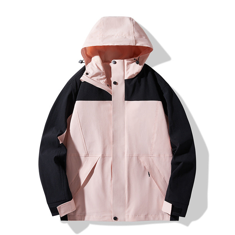 Men's Technical Colorblock Softshell Rain Jacket with Adjustable Hood Chichicherry