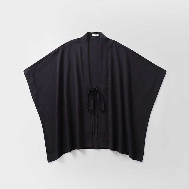 Women Oversize Kimono Cardigan with Tie Belt and Side Pockets Chichicherry
