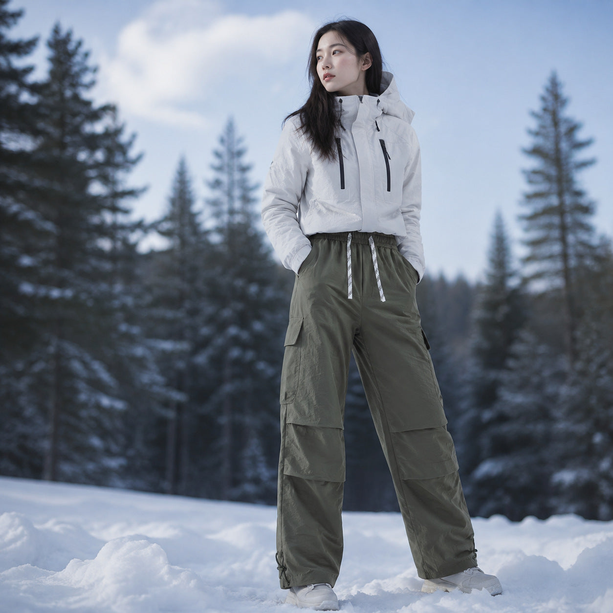 Men's Lightweight Technical Cargo Trekking Pants with Drawstring Waistband, Reinforced Hem Edges, and Adjustable Leg Opening Chichicherry