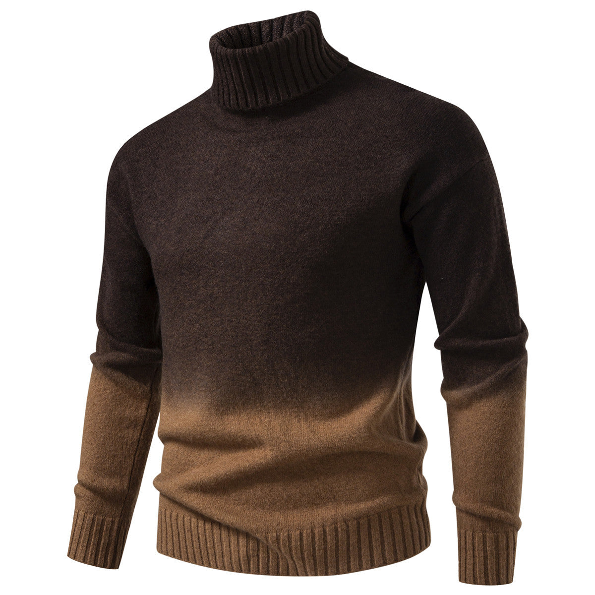 Men's Turtle Neck Sweater with Gentle Gradient and Fine Knit Quality Chichicherry