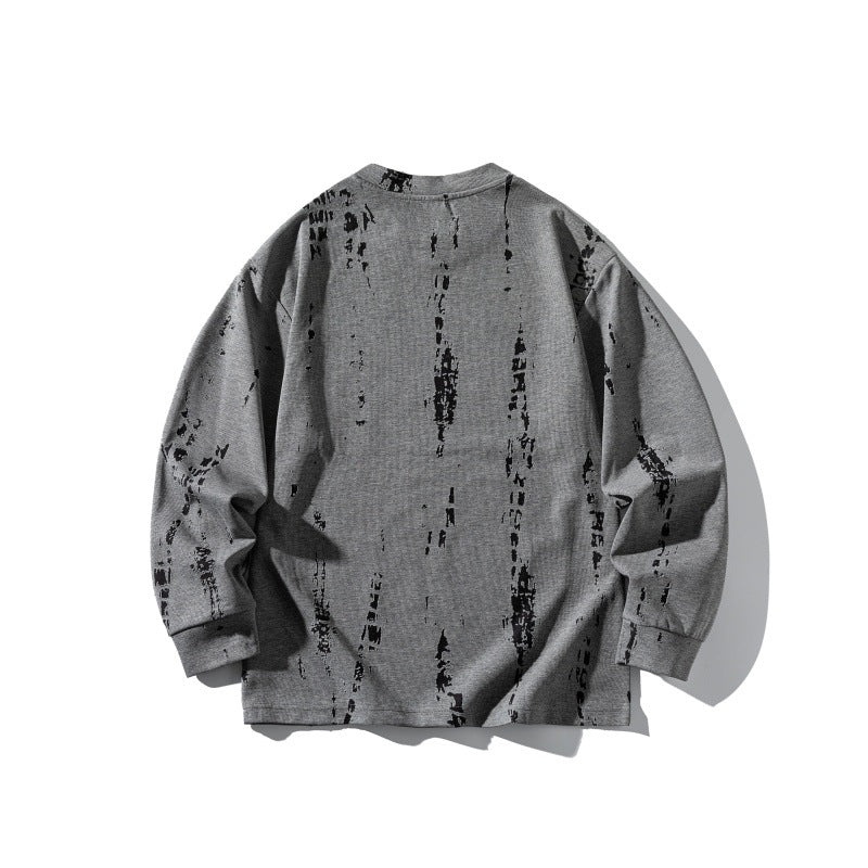 Unisex Oversize-Long Sleeve Shirt with Tie-Dye and Destroyed Effect Chichicherry