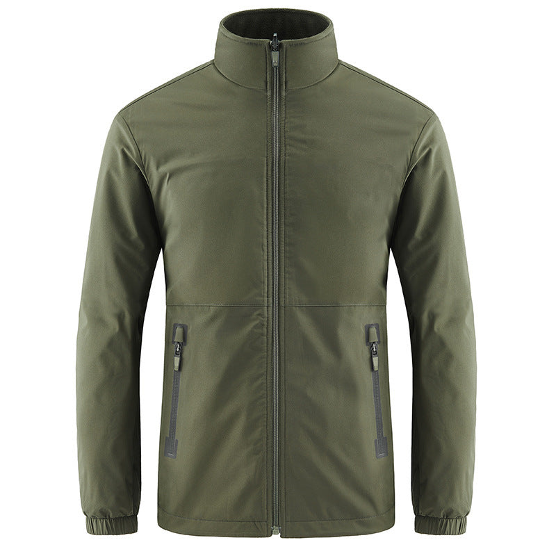 Men's lightweight water-repellent softshell jacket with stand-up collar, concealed zipper, and elastic cuffs Chichicherry
