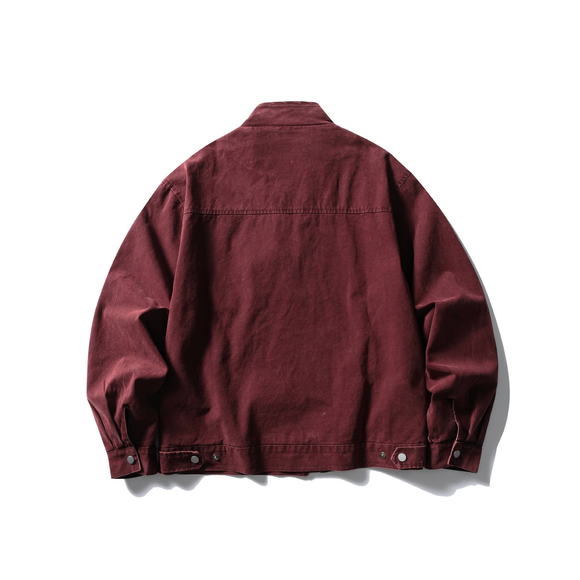 Men's Short Vintage Denim Field Blouson with Stand Collar, Toggle Closure and Utility Pockets Chichicherry