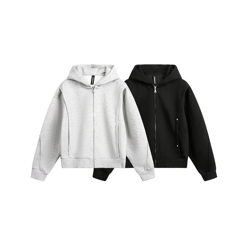 Unisex Oversize Hoodie Jacket with Zipper and Concealed Side Pockets Chichicherry