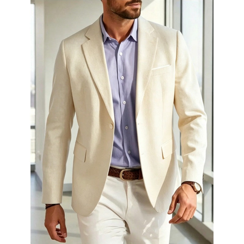Men's Summer Linen Blazer Jacket with Breathable Fabric and Tailored Fit Chichicherry