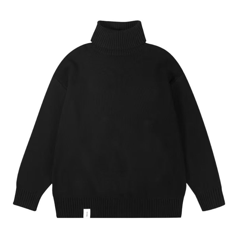 Damen Oversize-Rollkragenpullover aus weichem Baumwollmix mit gerippten Bündchen und verlängertem Saum Chichicherry