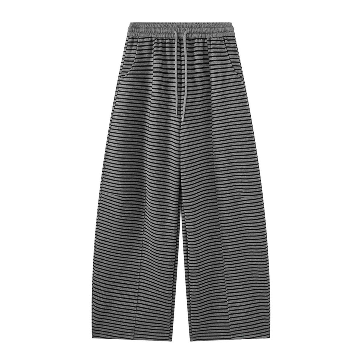 Women's Striped Wide Lounge Pants with High Waist and Drawstring Chichicherry