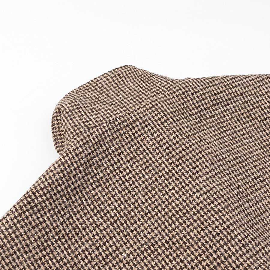 Women's Short Oversized Transitional Jacket in Houndstooth Pattern with Stand-Up Collar and Elastic Hem Chichicherry