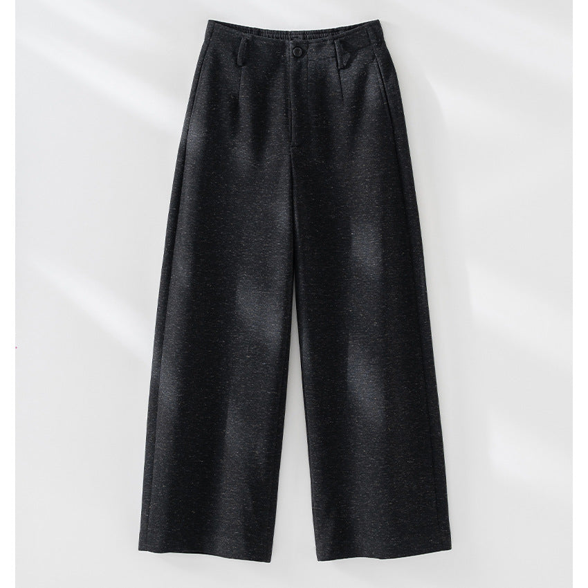 Women Wide-Cut High-Waist Trousers with Pleats and Flowing Wool Blend Quality Chichicherry
