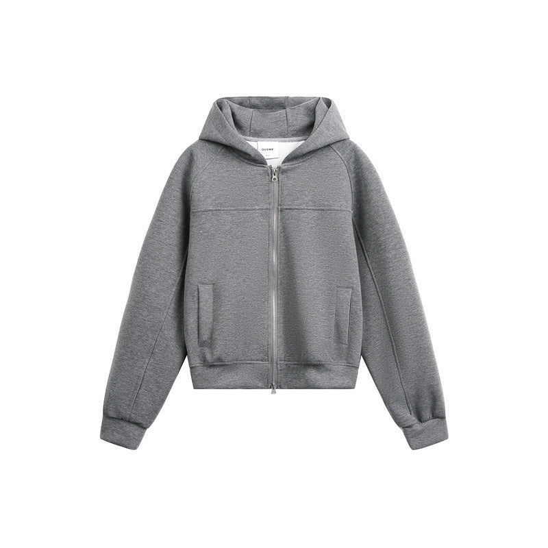 Unisex Hooded Sweat Jacket with Two-Way Zipper and Boxy Cut Chichicherry
