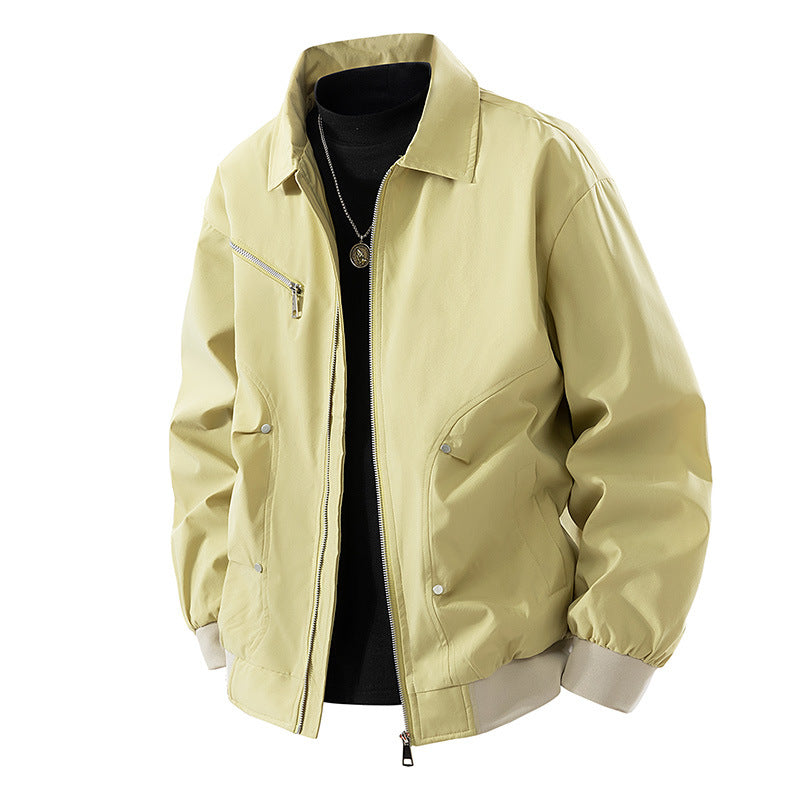 Men's Lightweight Oversized Bomber Jacket made of windproof nylon with zipper, chest pocket, and ribbed cuffs Chichicherry