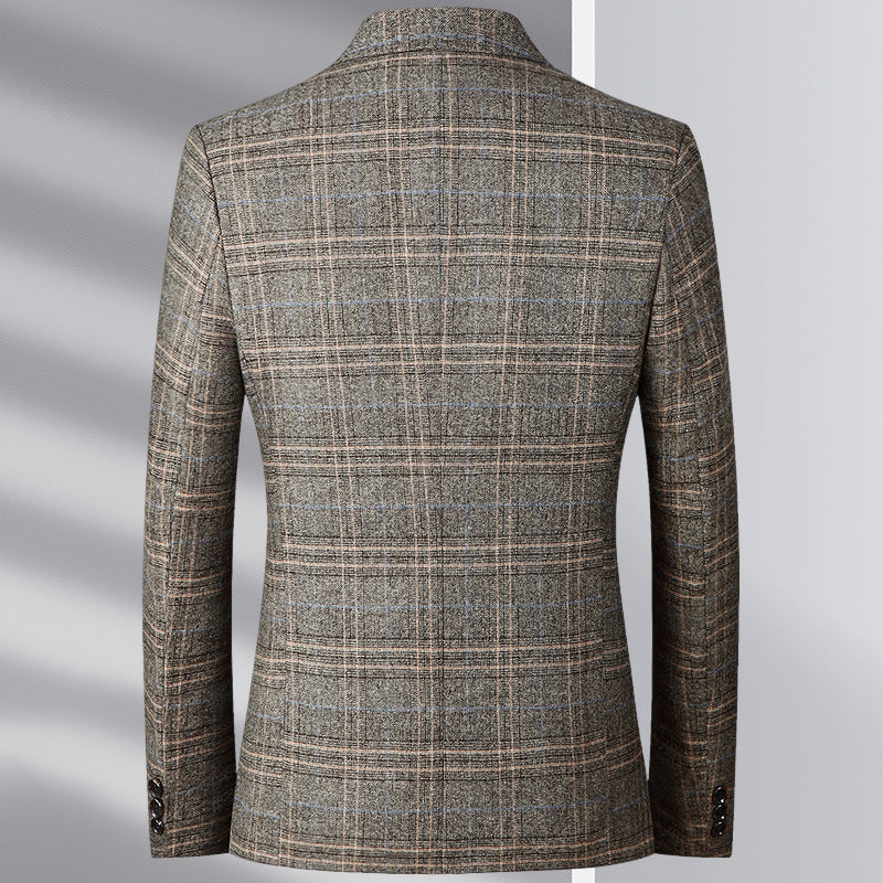 Men's Tailored Glencheck Jacket in Slim Fit with Patch Pockets Chichicherry
