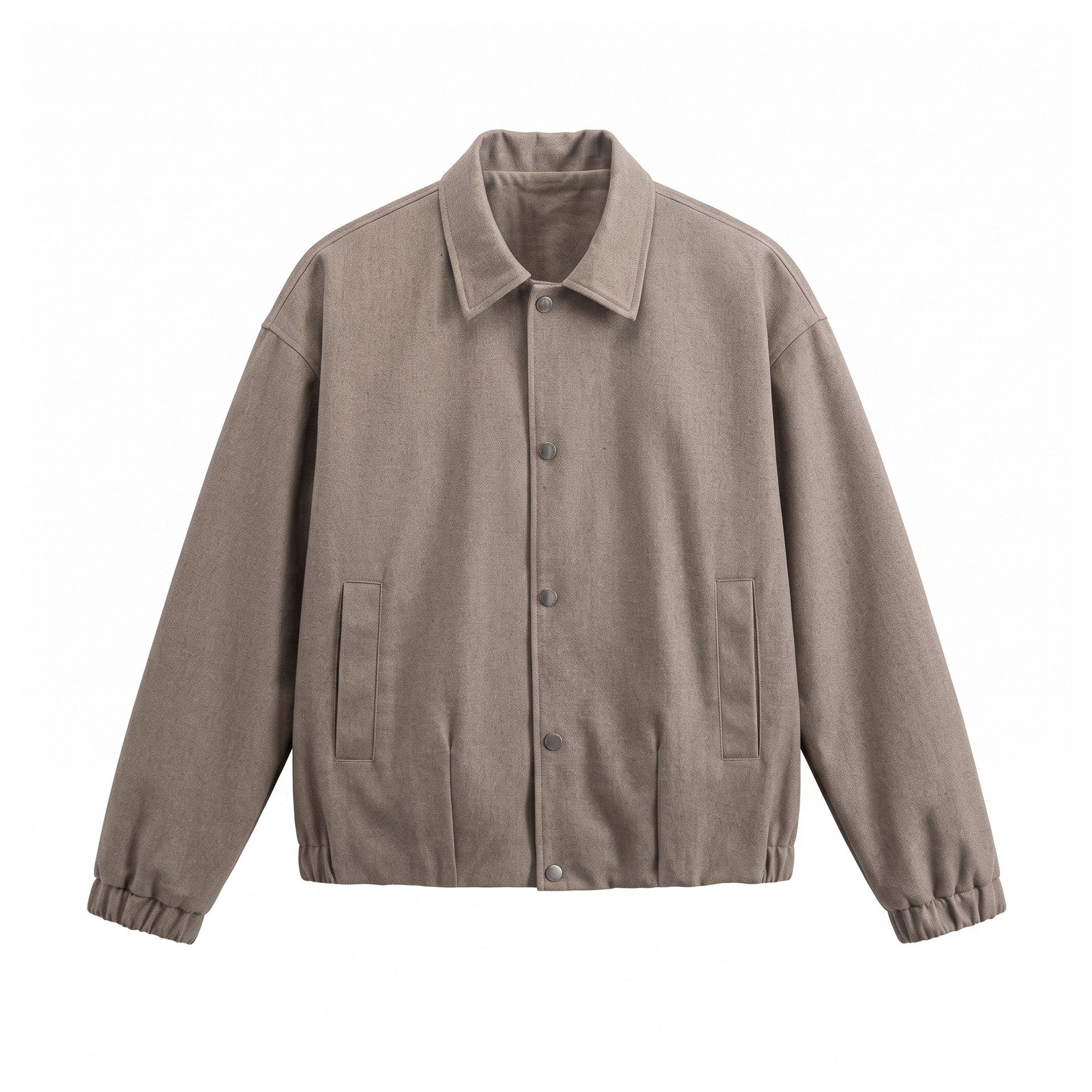 Men's short-cut wool blend blouson with concealed snap button placket Chichicherry