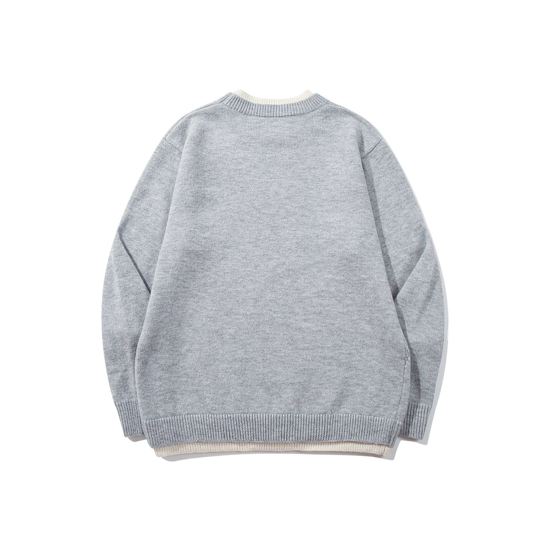 Women's Structured Rib and Waffle Knit Round Neck Sweater with Layered Hem Chichicherry