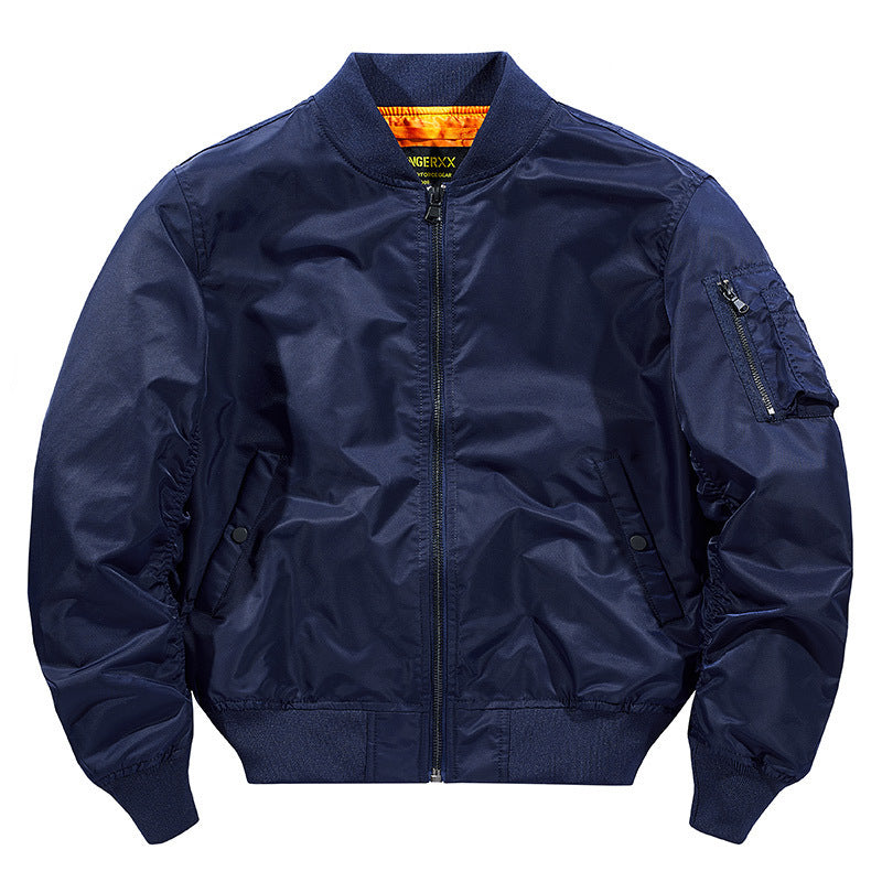 Men's Modern Nylon Flight Bomber with Contrasting Lining, Sleeve Pocket, and Elastic Ribbed Cuffs Chichicherry