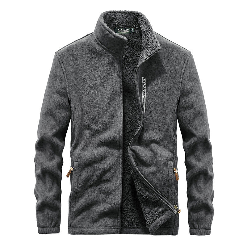 Men's thermo fleece jacket with double-layered sherpa inner lining and standing collar Chichicherry