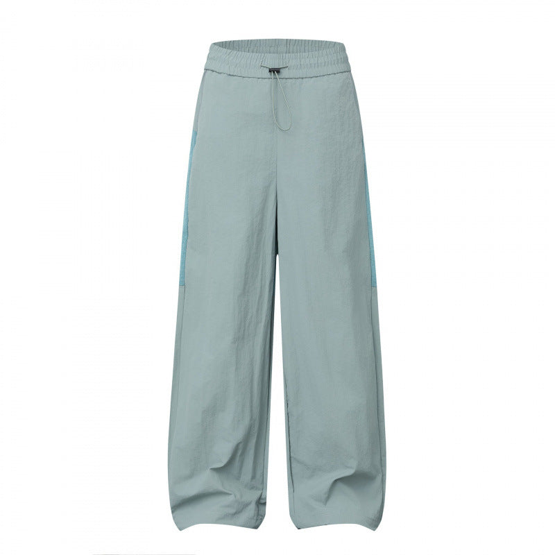 Women Wide Cargo-Style Pants with Elastic Waistband, Drawstring and Side Inset Details Chichicherry