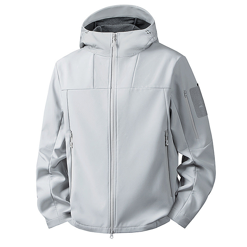 Men's wind and water-repellent softshell jacket with hood and tactical pockets Chichicherry