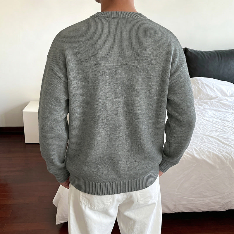 Women Relaxed Knit Sweater with Star Intarsia, Round Neckline & Casual Fit Chichicherry