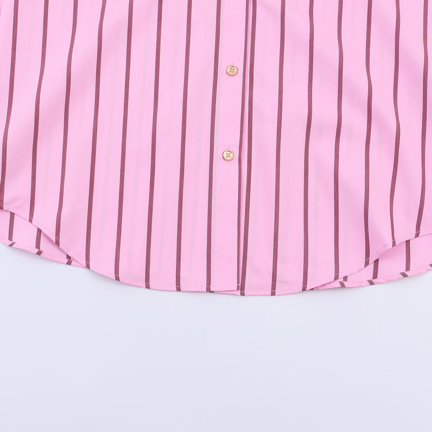 Women’s Oversize Shirt Blouse in Silk Look with Contrast Collar and Vertical Stripe Structure Chichicherry