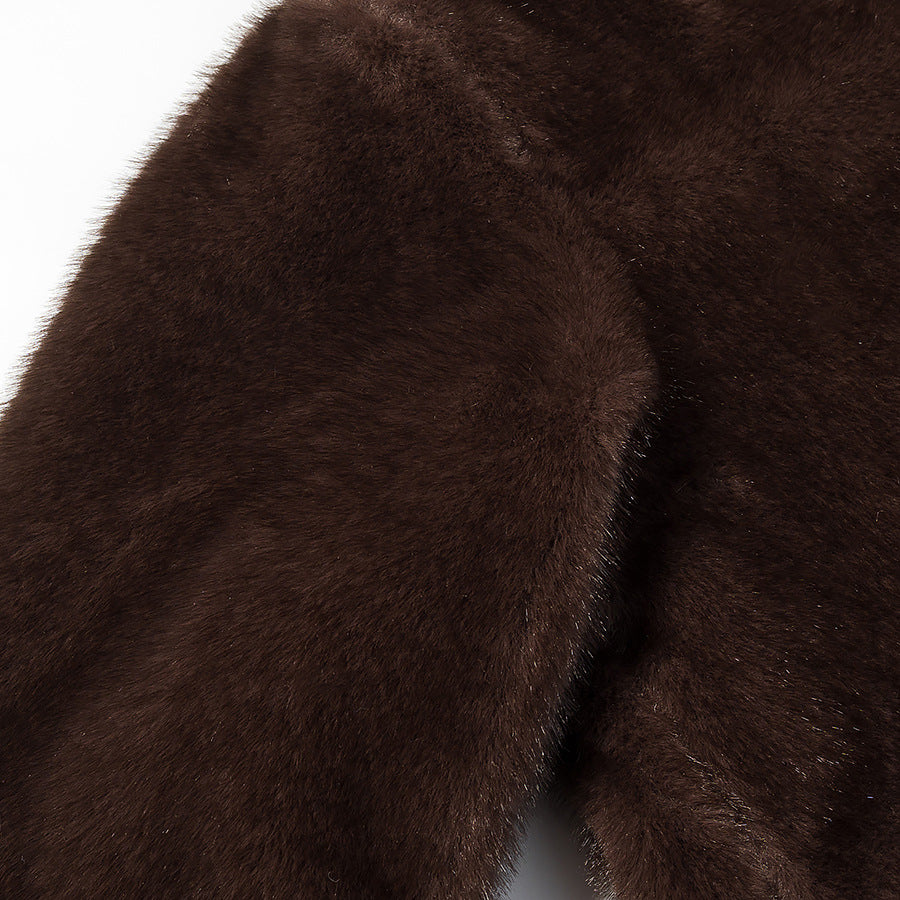Women's Oversize Teddy-Fleece Pullover with Half Zipper and Large Flap Pocket Chichicherry