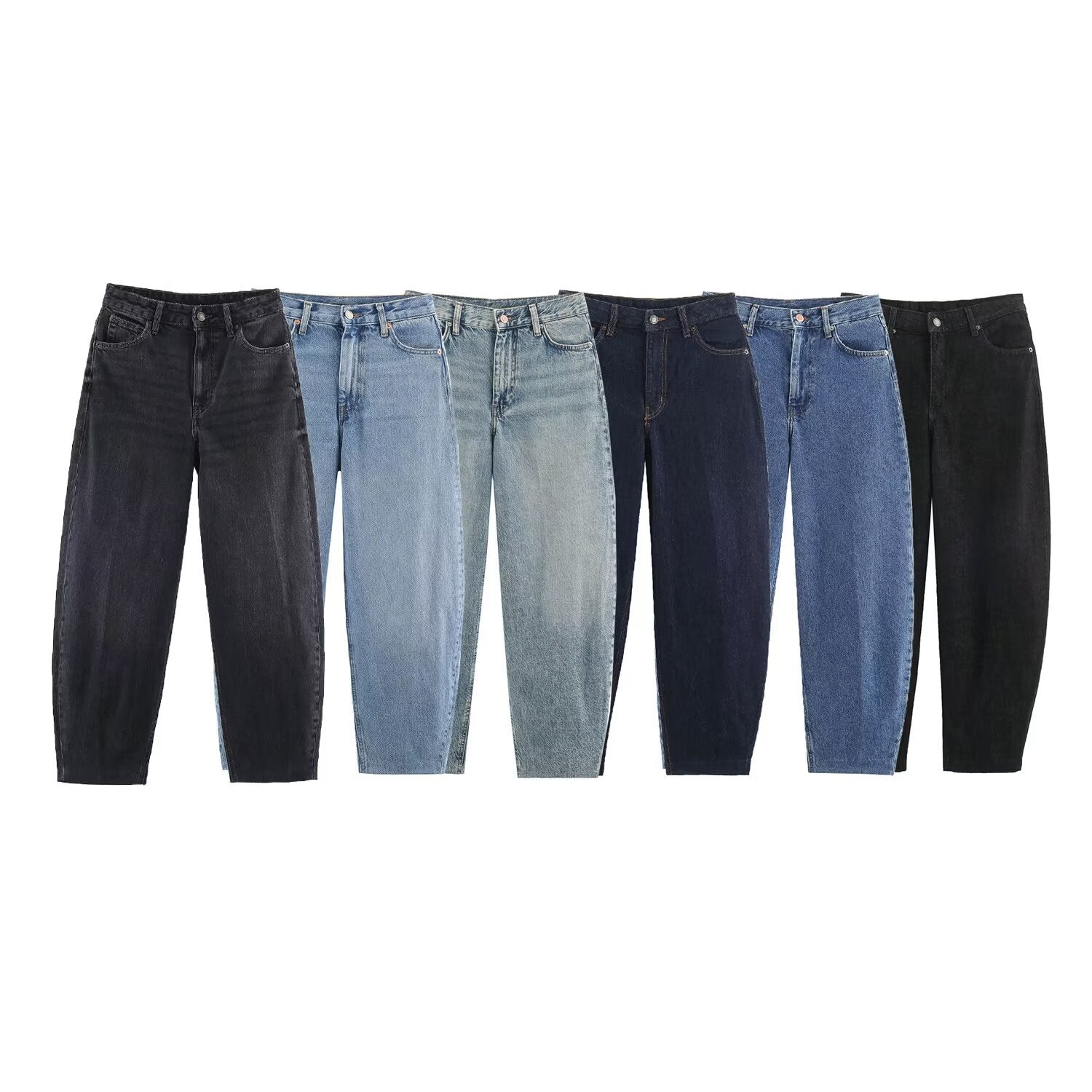 Women Highwaist Relaxed Tapered Jeans with Conical Leg Chichicherry